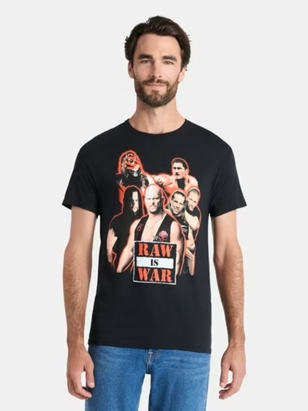 WWE‎ Raw Is War Retro Graphic Black T-Shirt Mens Size M Black Stone Cold Kane DX